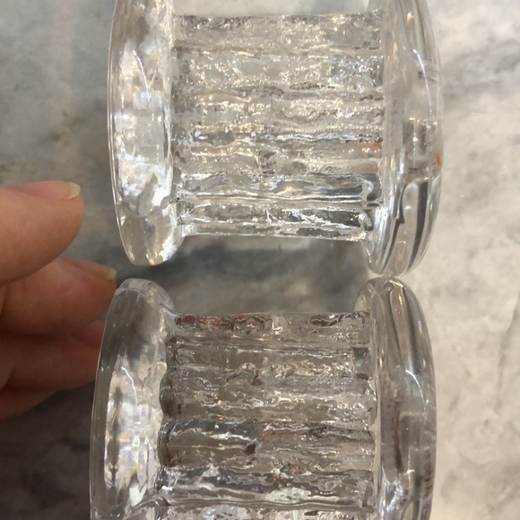 Set of 2 KOSTA BODA RURIK Scandinavian Clear Ice Glass Candlestick holders - Picture 7 of 15